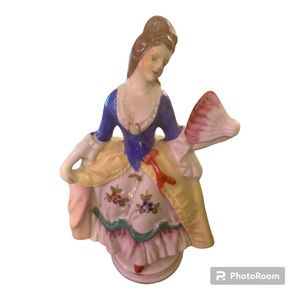 GOLDCASTLE - handpainted Victorian figurine - lady with fan - made in Japan EUC!